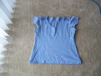 Blue shirt, before dyeing. The pink blotch is in the center bottom area